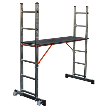 Лестничные подмости KRAUSE CORDA 2×6 с роликами