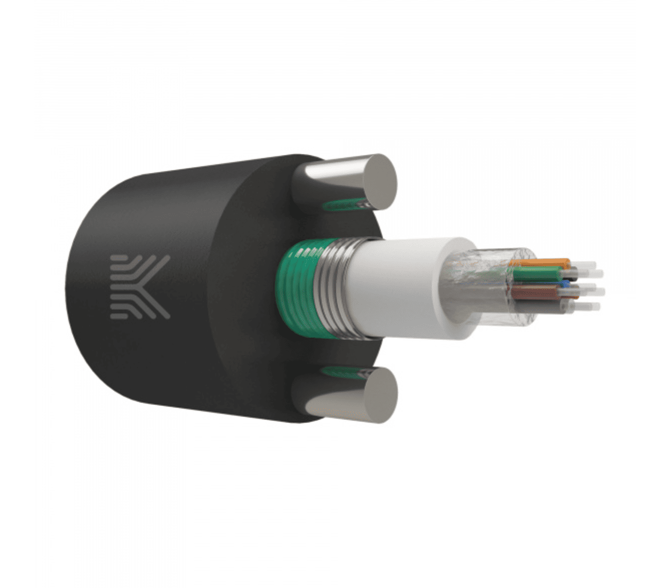 Оптический кабель в канализацию, 4 волокна G.652.D, ЦТ, бронированный стальной лентой, 2,7 кН
