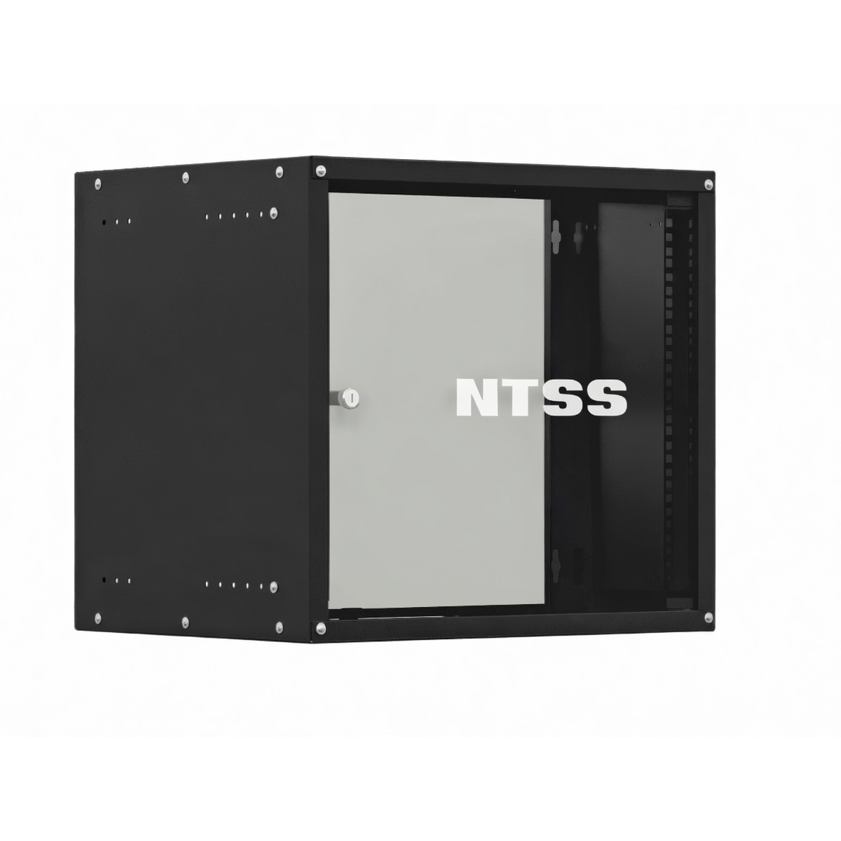 Шкаф телекоммуникационный настенный 19" NTSS LIME 6U 550×600×370 мм, стеклянная дверь, 2 монтажных профиля, несъемные боковые стенки, разборный, черный RAL 9005
