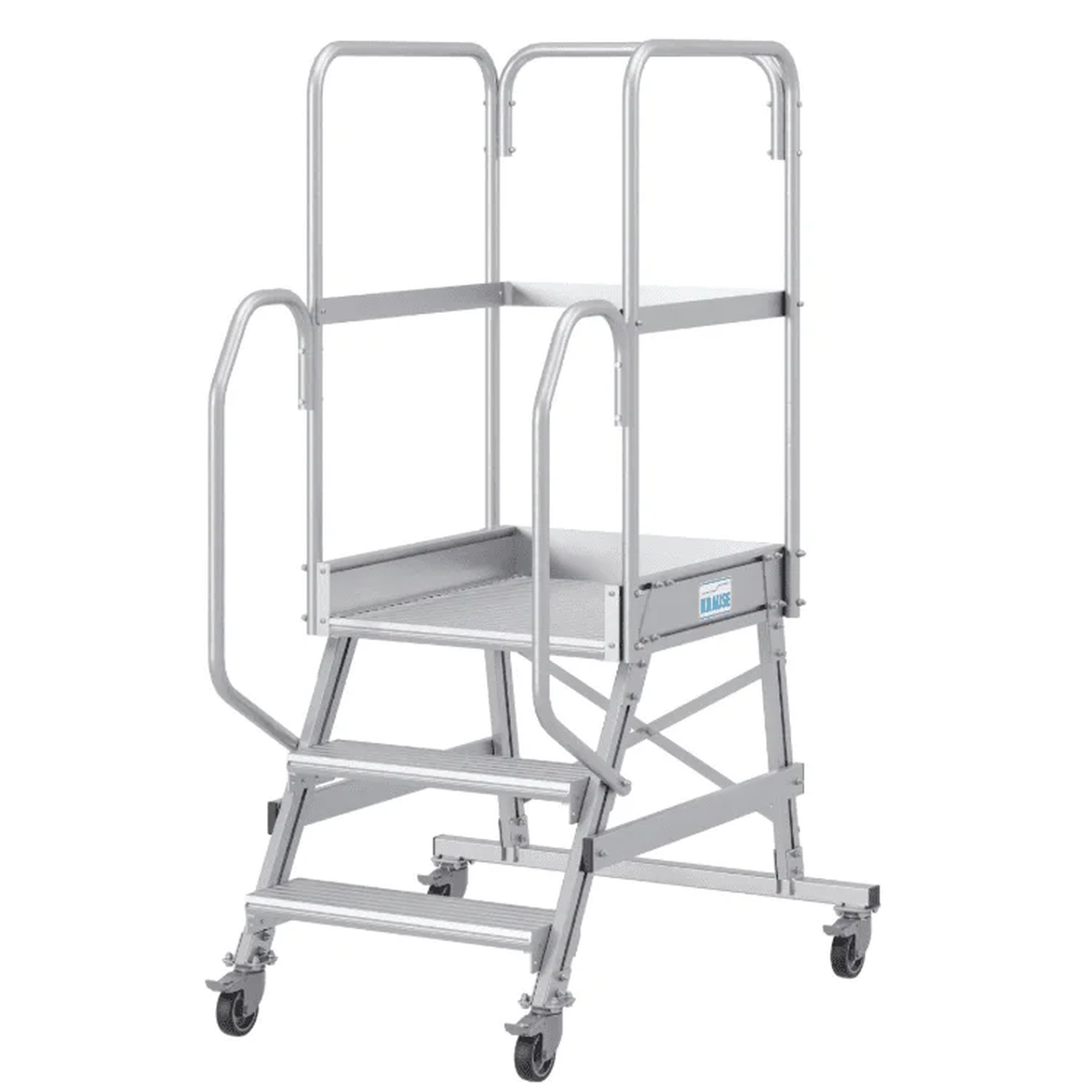 Лестница с площадкой 3 ступени, алюминиевая, для безопасной работы на высоте