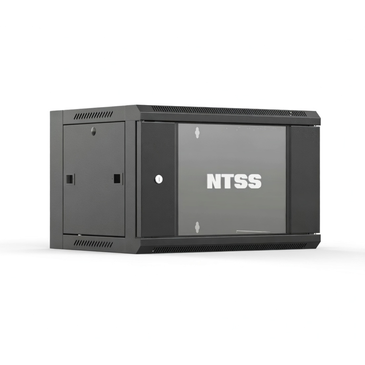 Настенный телекоммуникационный шкаф NTSS W 6U 600×600×370 мм, 19", стеклянная дверь, съемные боковые панели, черный RAL 9005